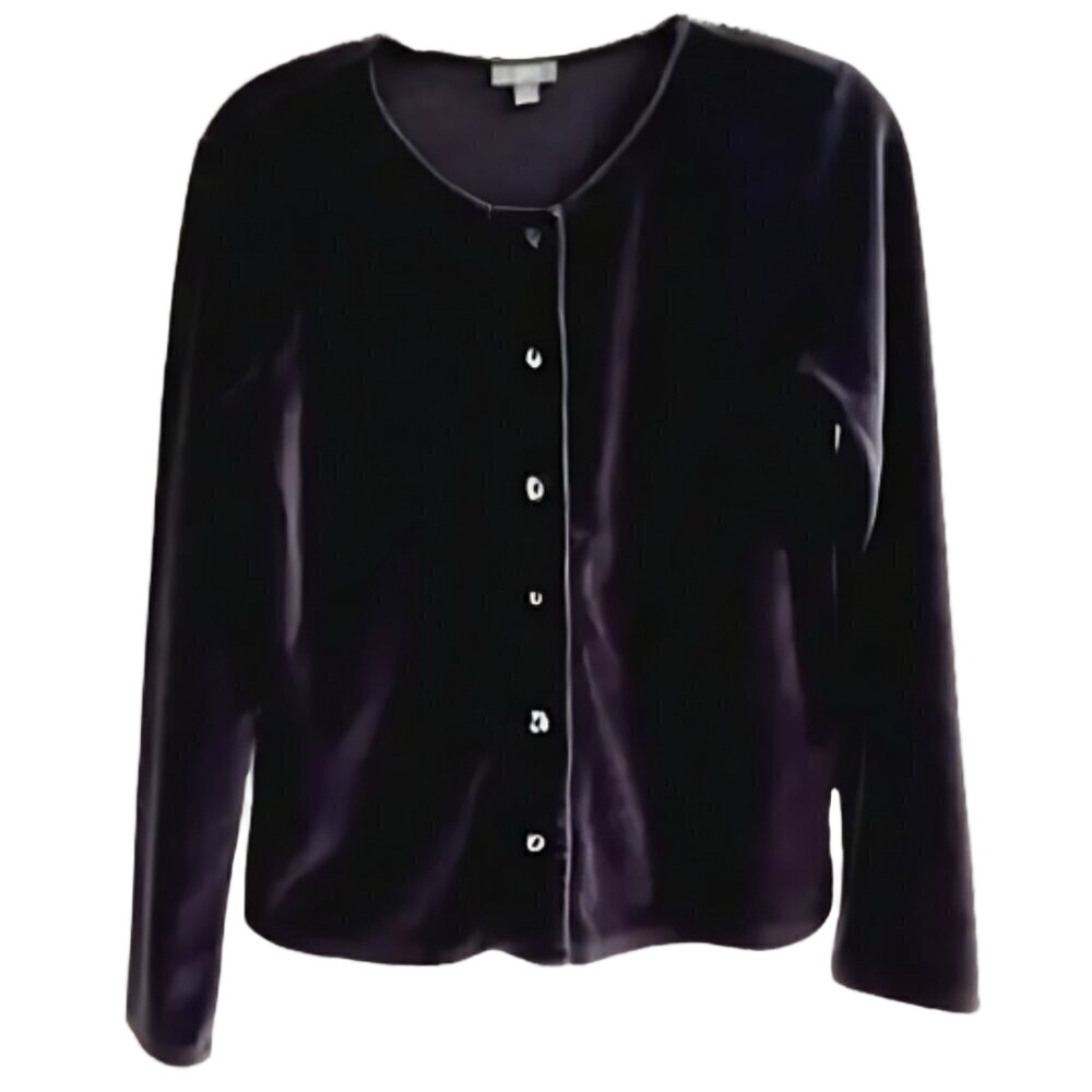 J. Jill Button-Down Top Long Sleeve Velour Velveteen Knitted Varied Buttons W XS